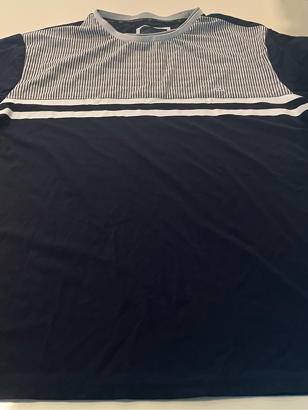 Marc Asher - Men's Short Sleeve Crew Neck T-Shirt in Navy and White
